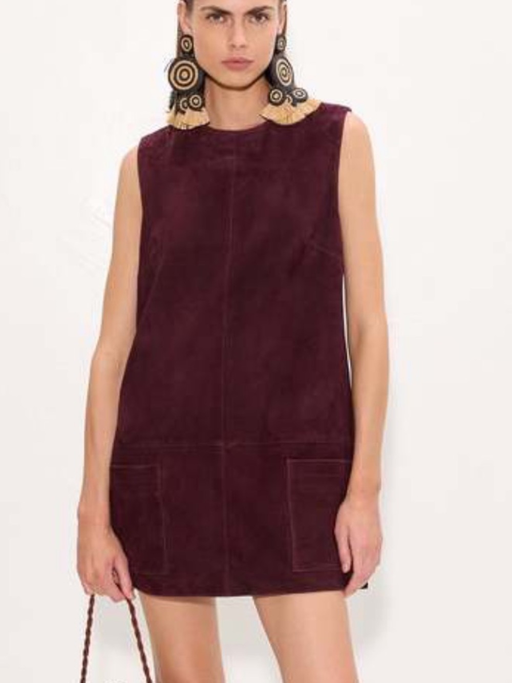 Simon Miller Delphine Suede Mini Dress in Bordeaux
